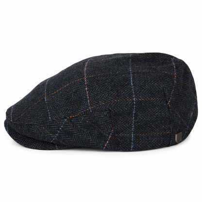 Brixton Hats Hooligan Windowpane Herringbone Flat Cap - Washed Navy-Blue