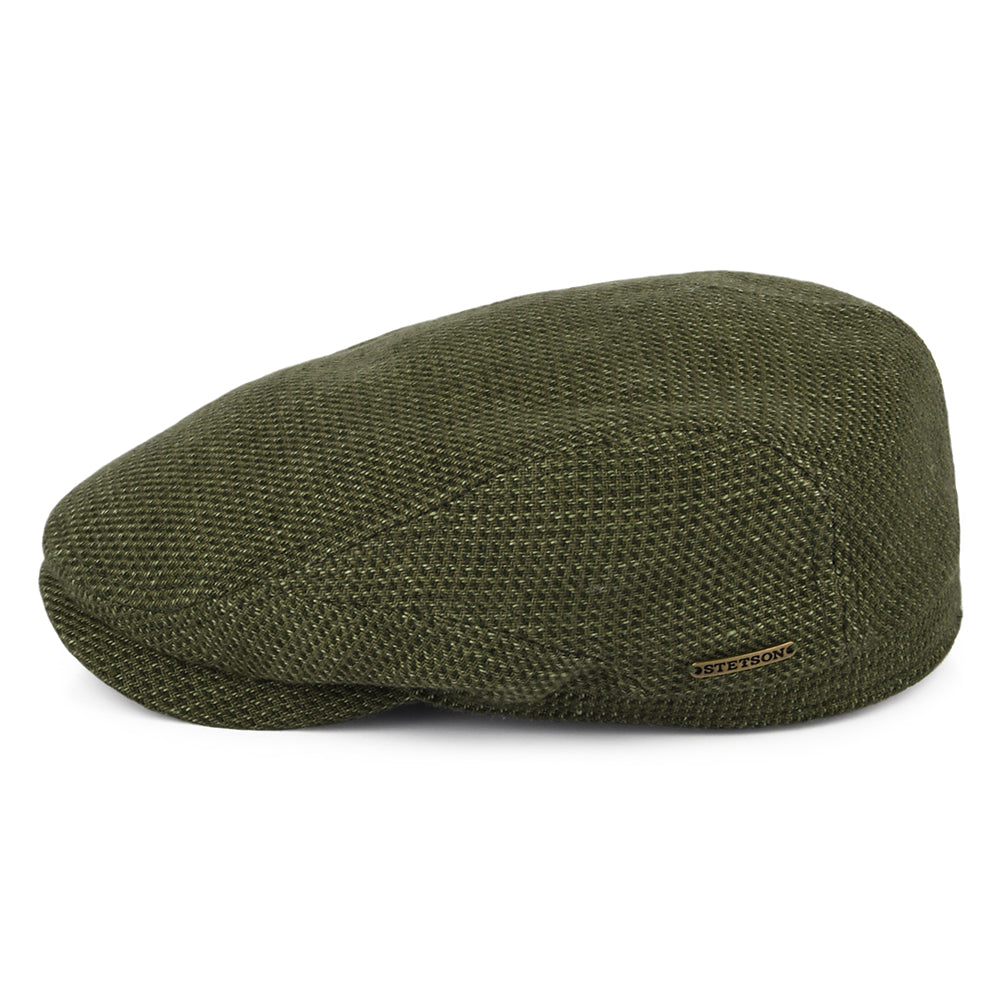 Stetson Hats Driver Linen-Cotton Flat Cap - Olive-Khaki