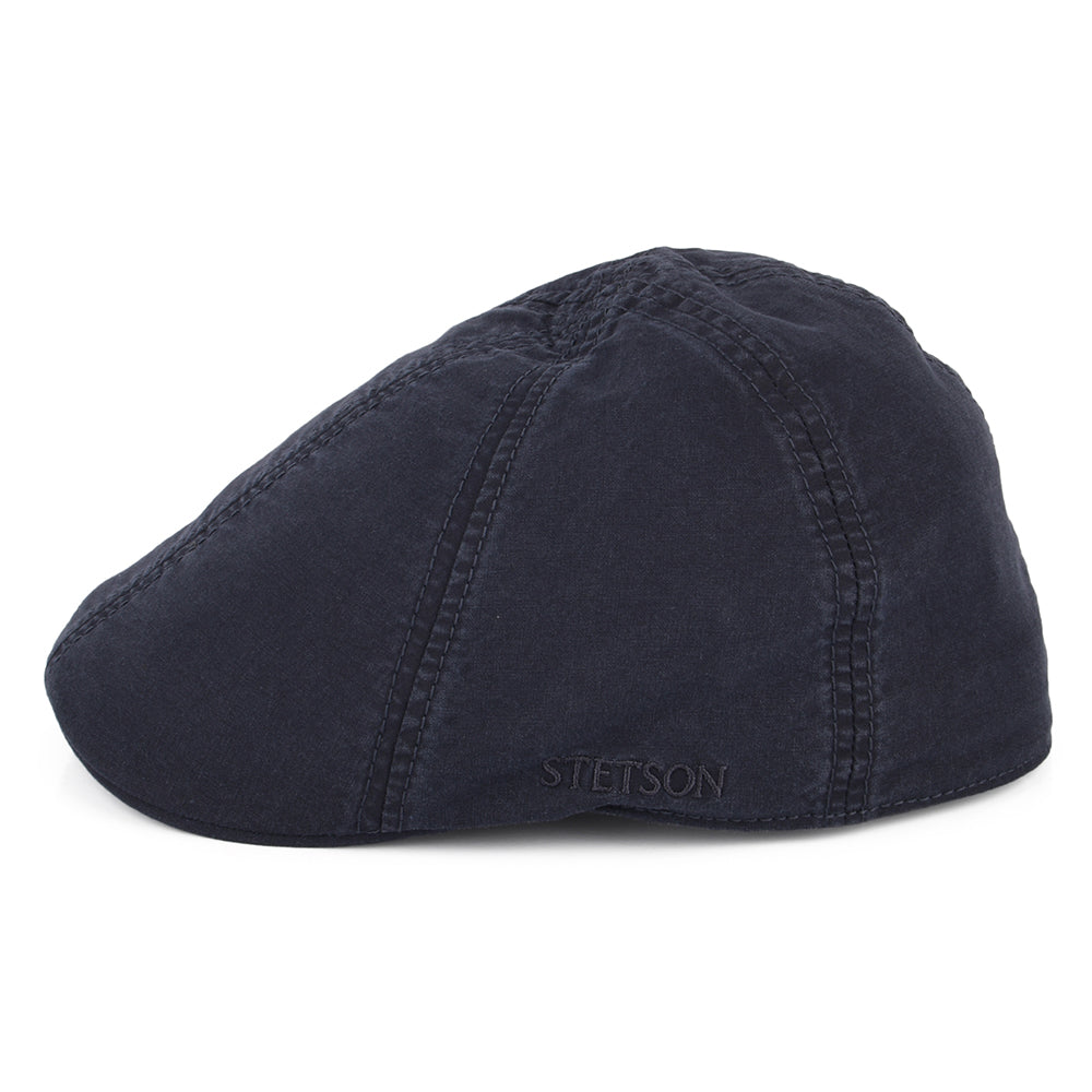 Stetson Hats Washed Organic Cotton Duckbill Flat Cap - Navy Blue