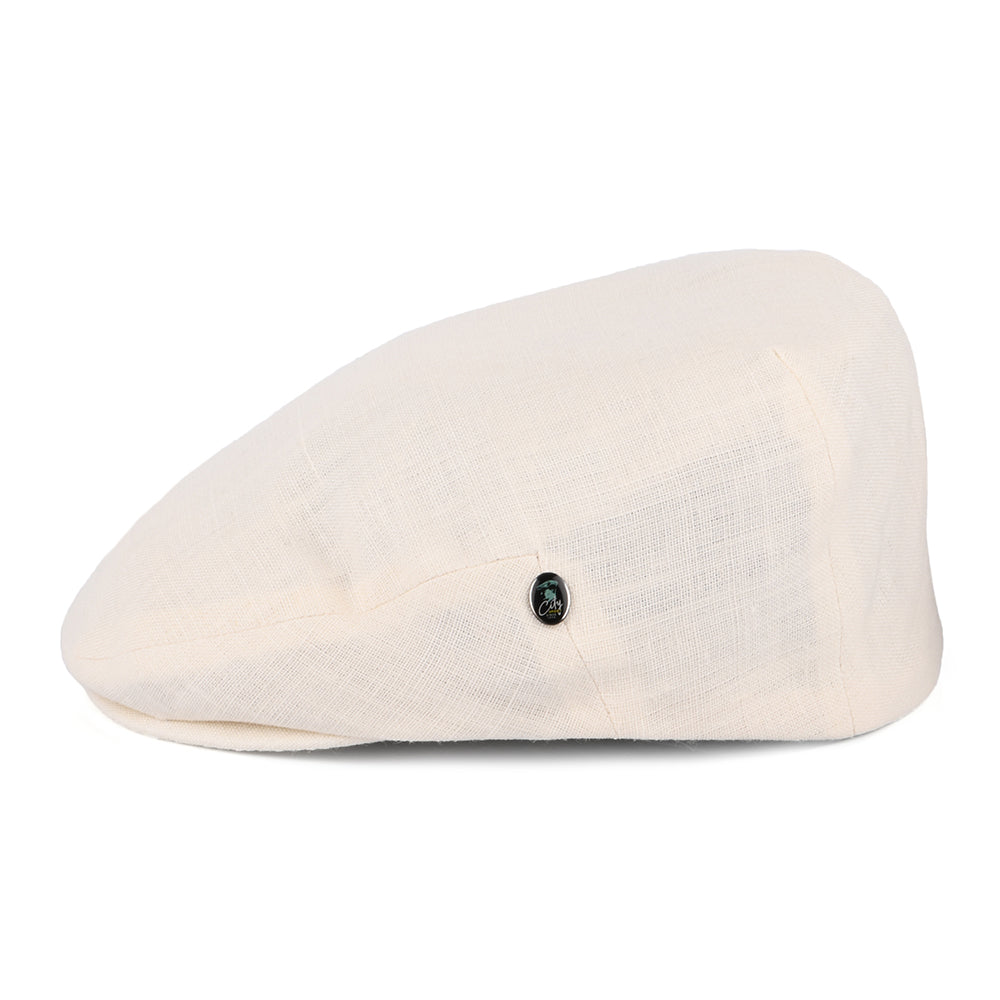 City Sport Linen Flat Cap - Cream