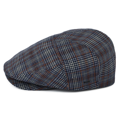 Bailey Hats Duch Plaid Linen Flat Cap - Blue-Rust