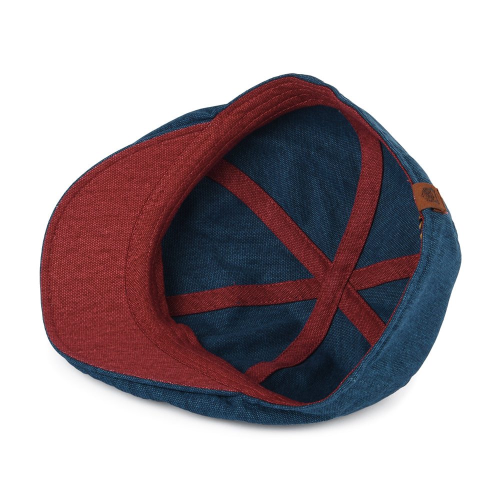 Failsworth Hats Porto Cotton Duckbill Flat Cap - Teal-Red