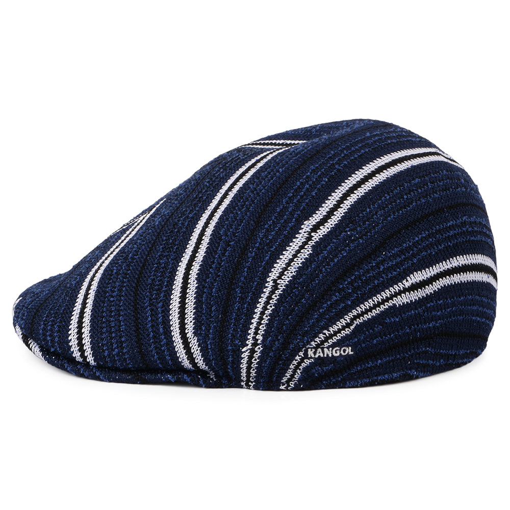 Kangol Diagonal Stripes Tropic 507 Flat Cap - Navy Blue