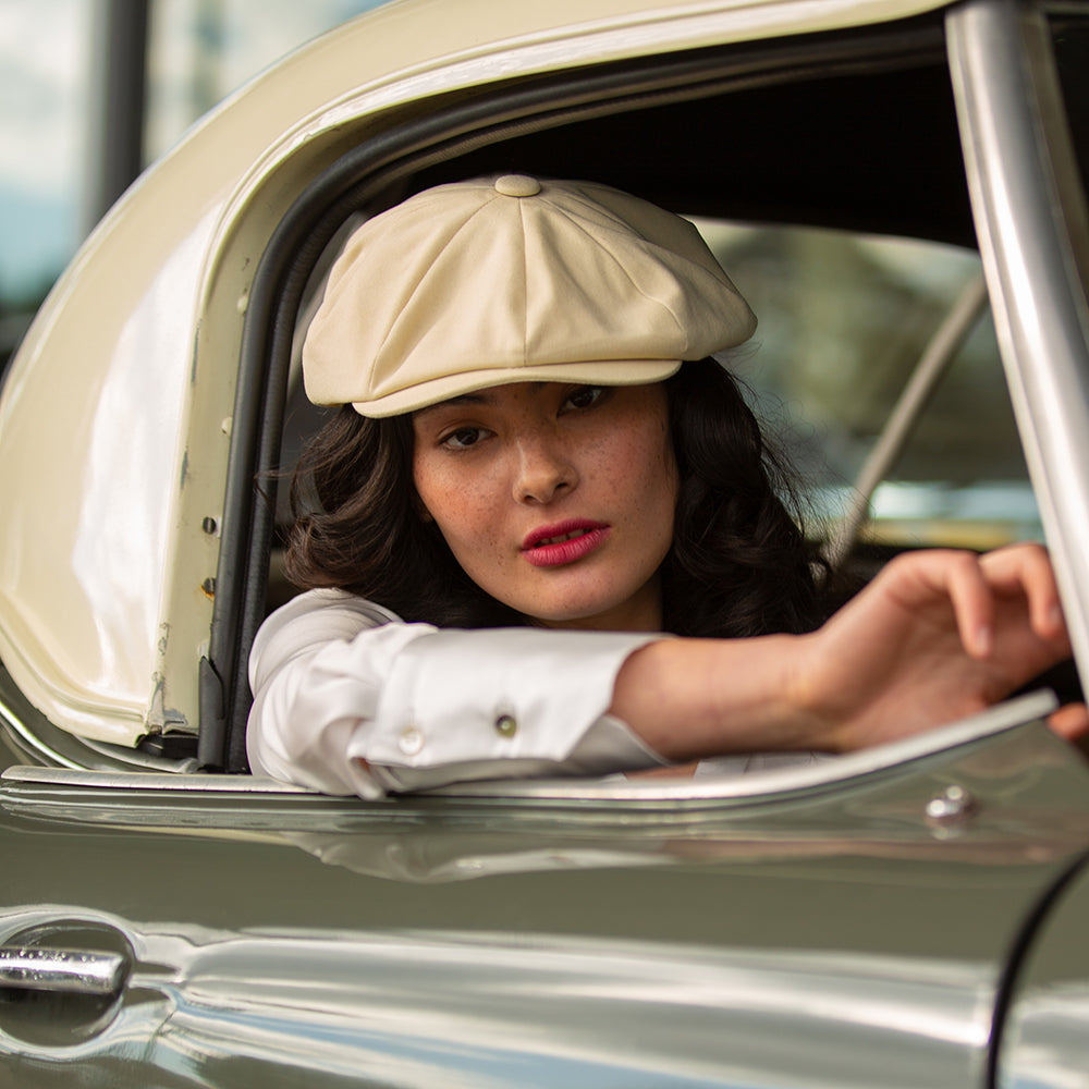 Christys Hats Cotton-Linen 8 Piece Newsboy Cap - Buttermilk