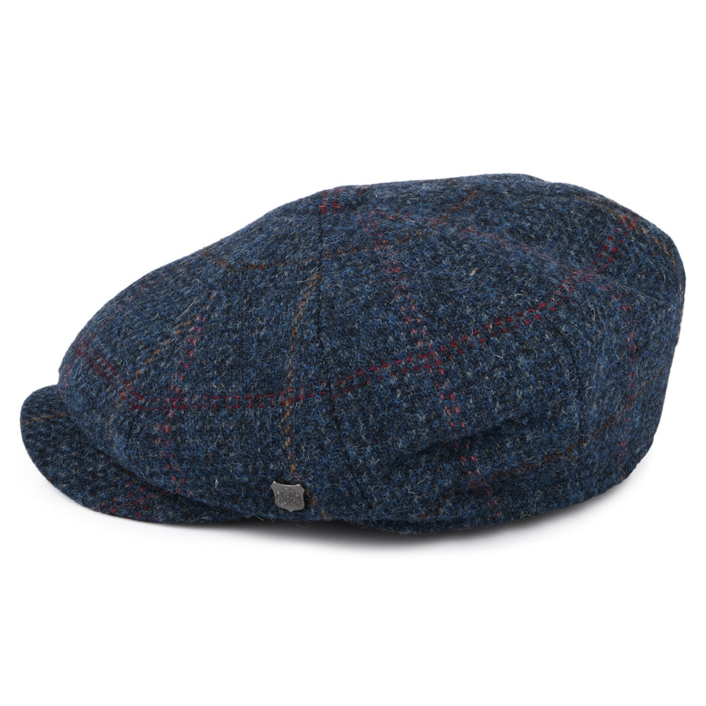 Failsworth Hats HARRIS TWEED Windowpane Carloway Newsboy Cap - Denim-Multi
