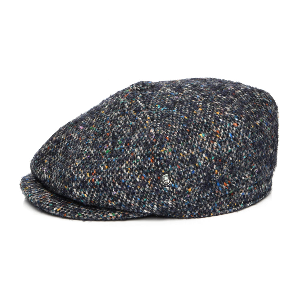 City Sport Donegal Tweed Marl Deep Fit Newsboy Cap - Navy-Multi