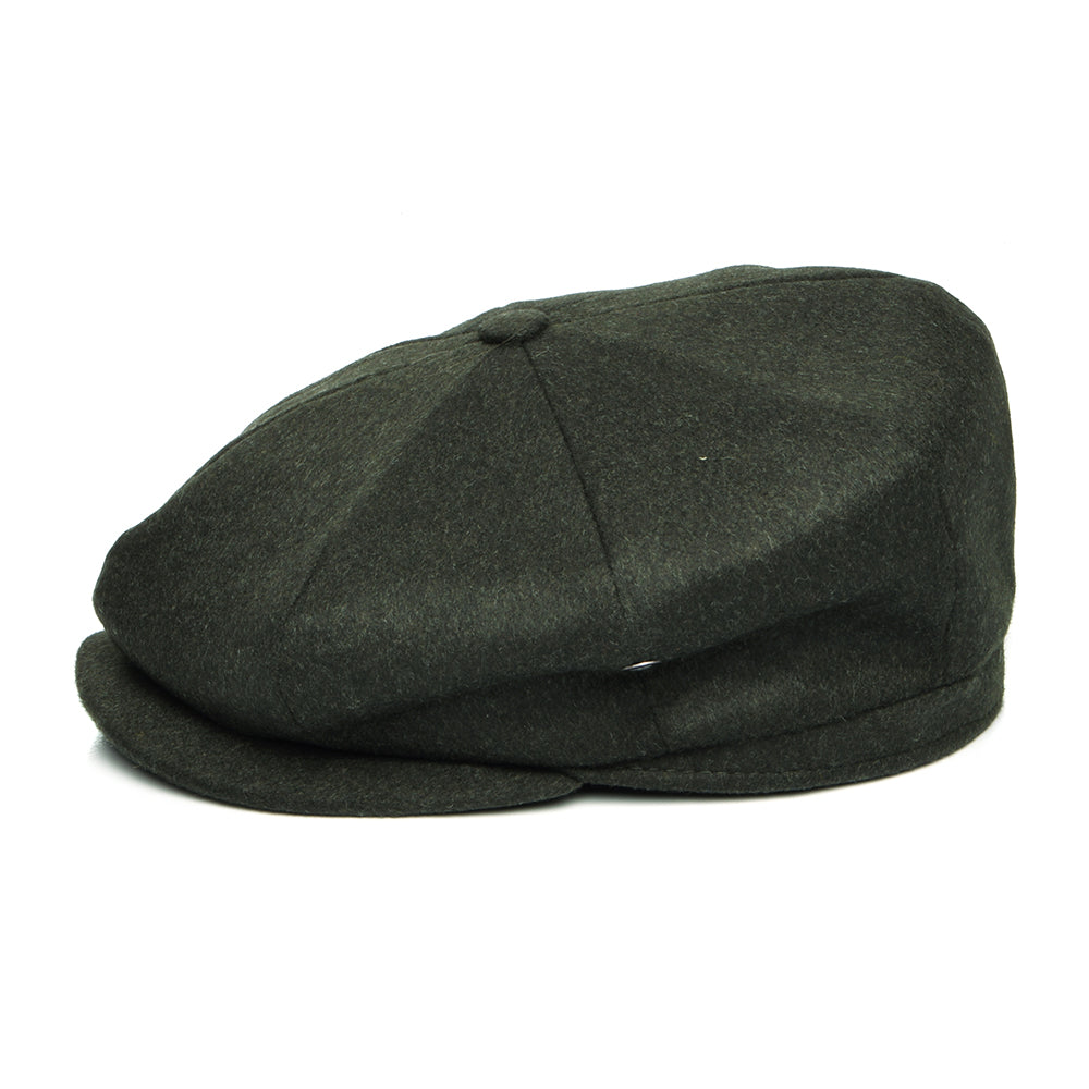 City Sport Loden Wool Deep Fit Newsboy Cap - Dark Green