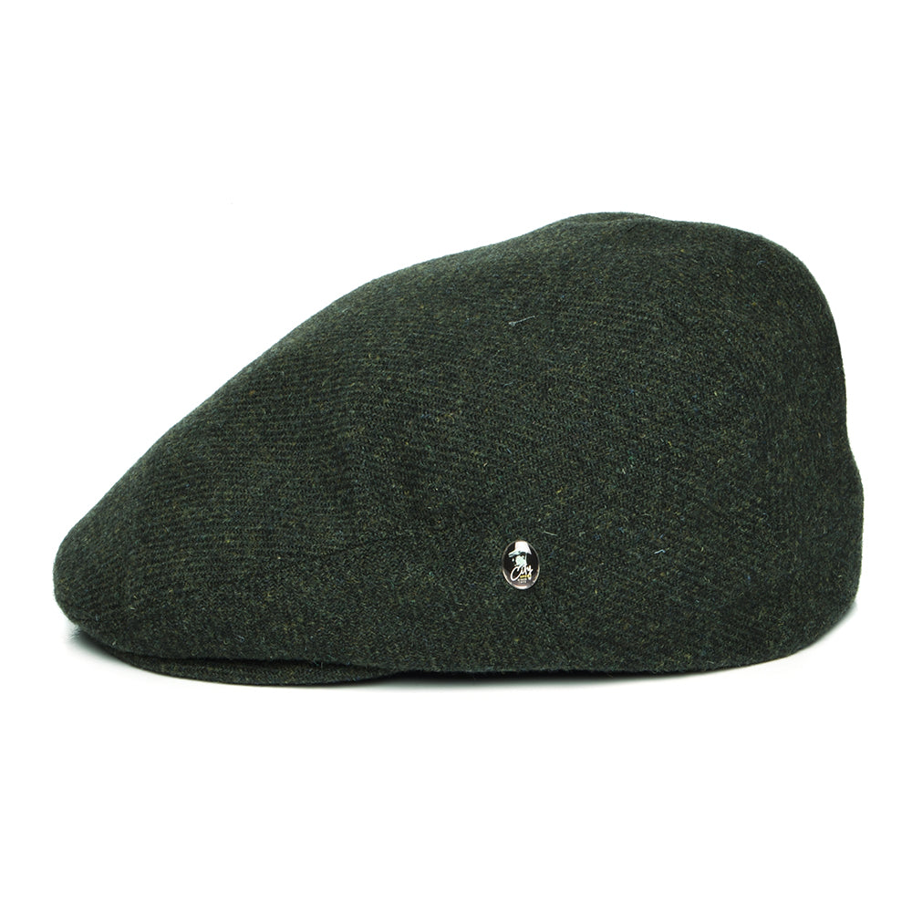 City Sport Heathered Virgin Wool Flat Cap - Dark Green