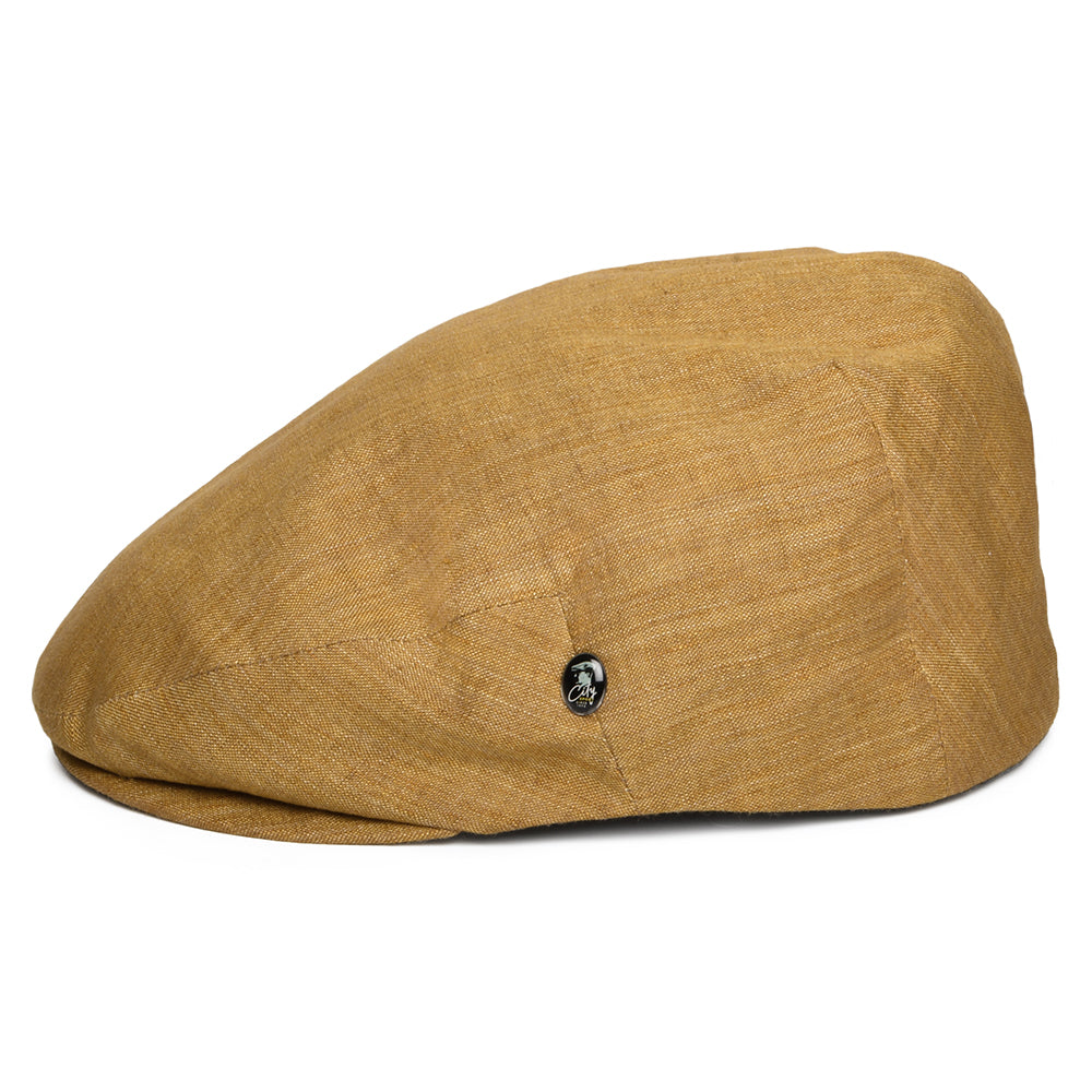 City Sport Linen Lightweight Flat Cap - Dark Mustard