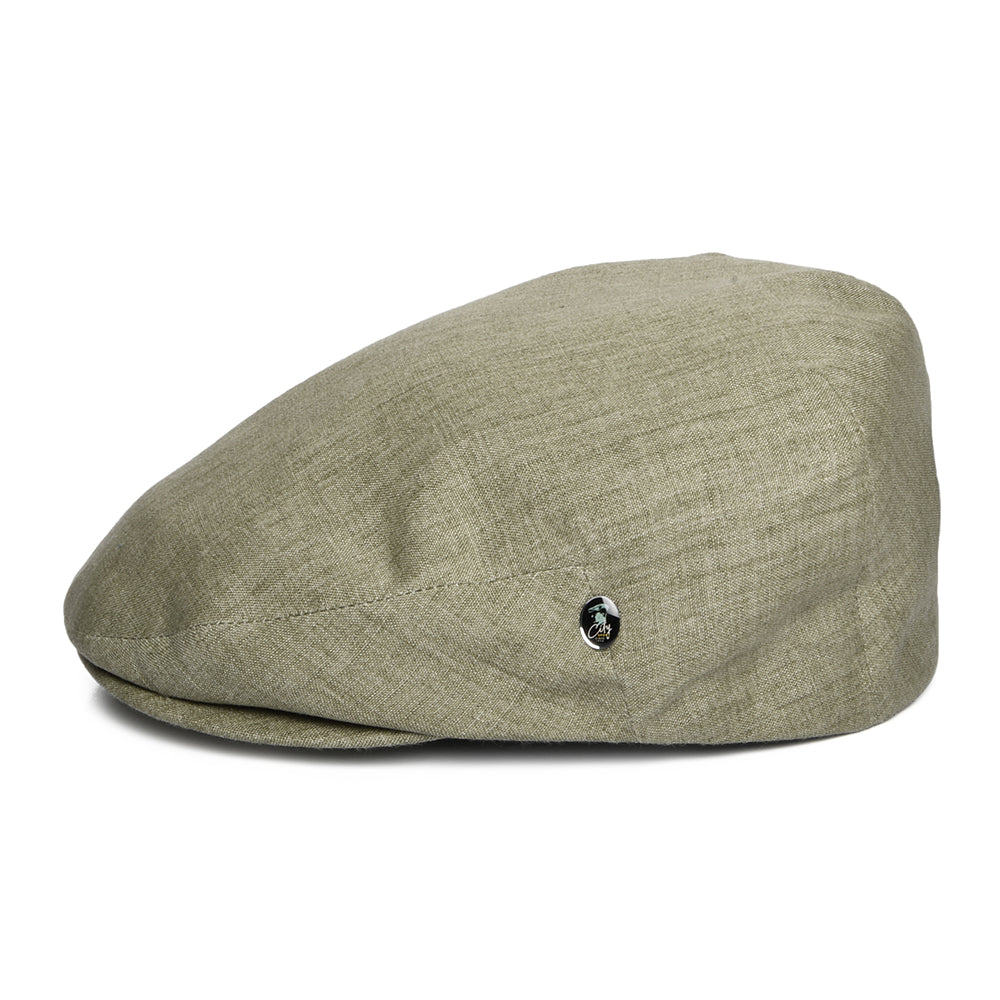 City Sport Linen Lightweight Flat Cap - Olive