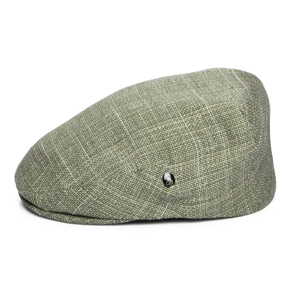 City Sport Textured Linen-Cotton Flat Cap - Olive-Natural