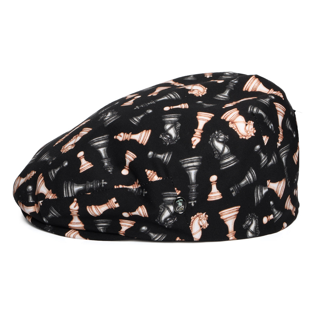 City Sport Chess Masters Cotton Flat Cap - Black