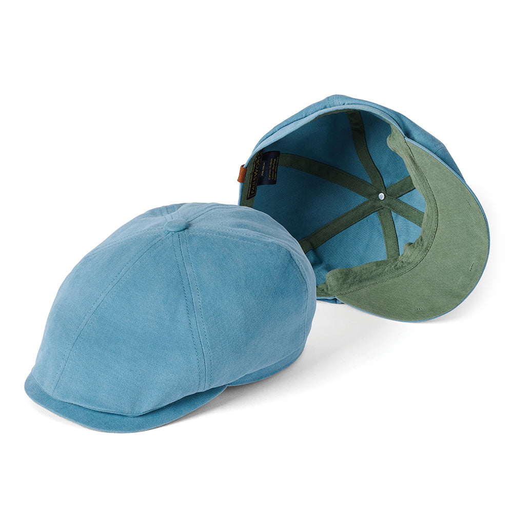 Failsworth Hats Hudson Cotton Canvas Newsboy Cap - Sky Blue-Sage