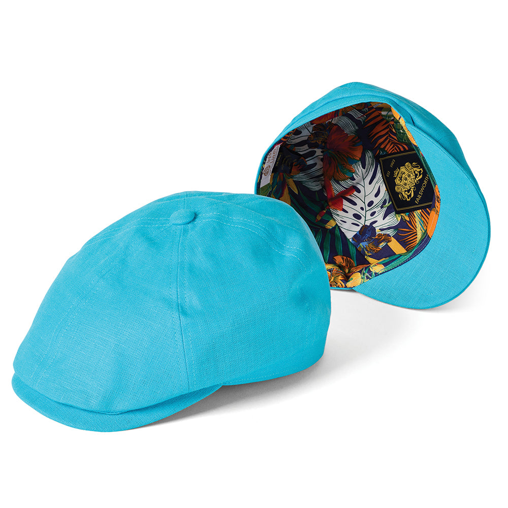 Failsworth Hats Hudson Irish Linen Newsboy Cap - Aqua