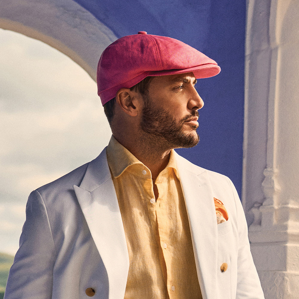 Failsworth Hats Hudson Irish Linen Newsboy Cap - Hot Pink
