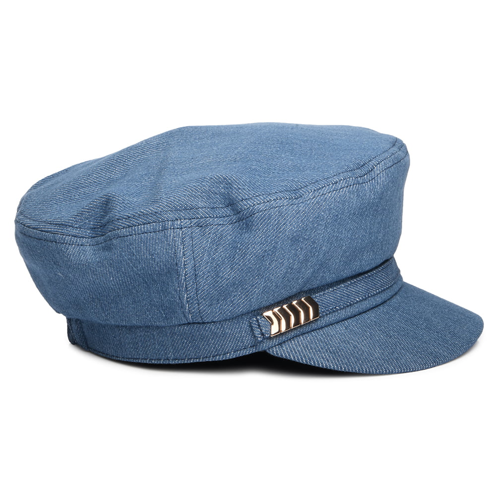 Seeberger Hats Denim Baker Boy Cap - Blue
