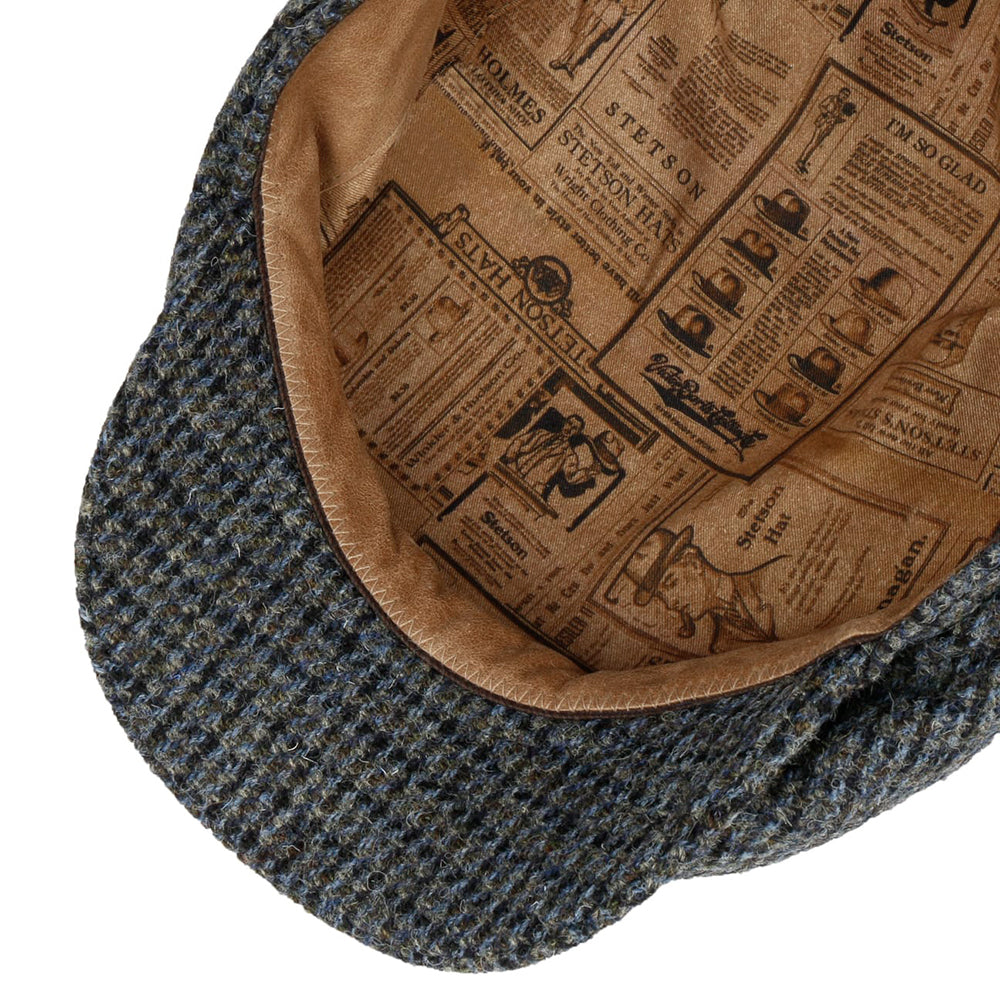 Stetson Hats HARRIS TWEED Brayton Driver Flat Cap - Grey-Blue