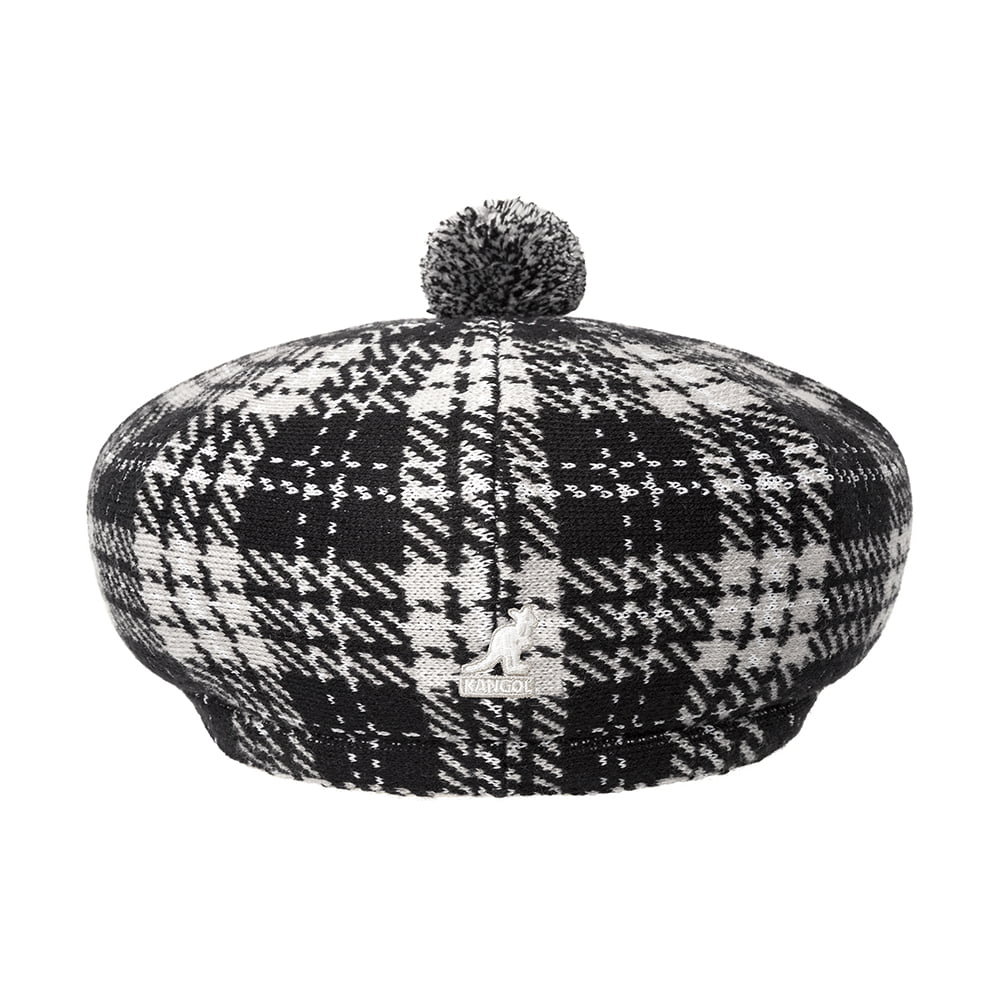 Kangol New Heritage Flat Cap with Pom - Black-Grey