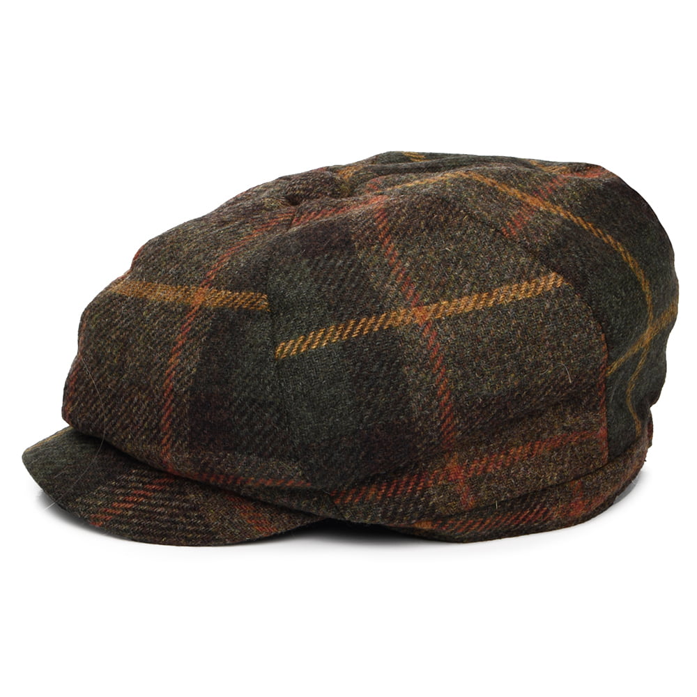 Failsworth Hats British Wool Tartan Newsboy Cap - Moss-Multi