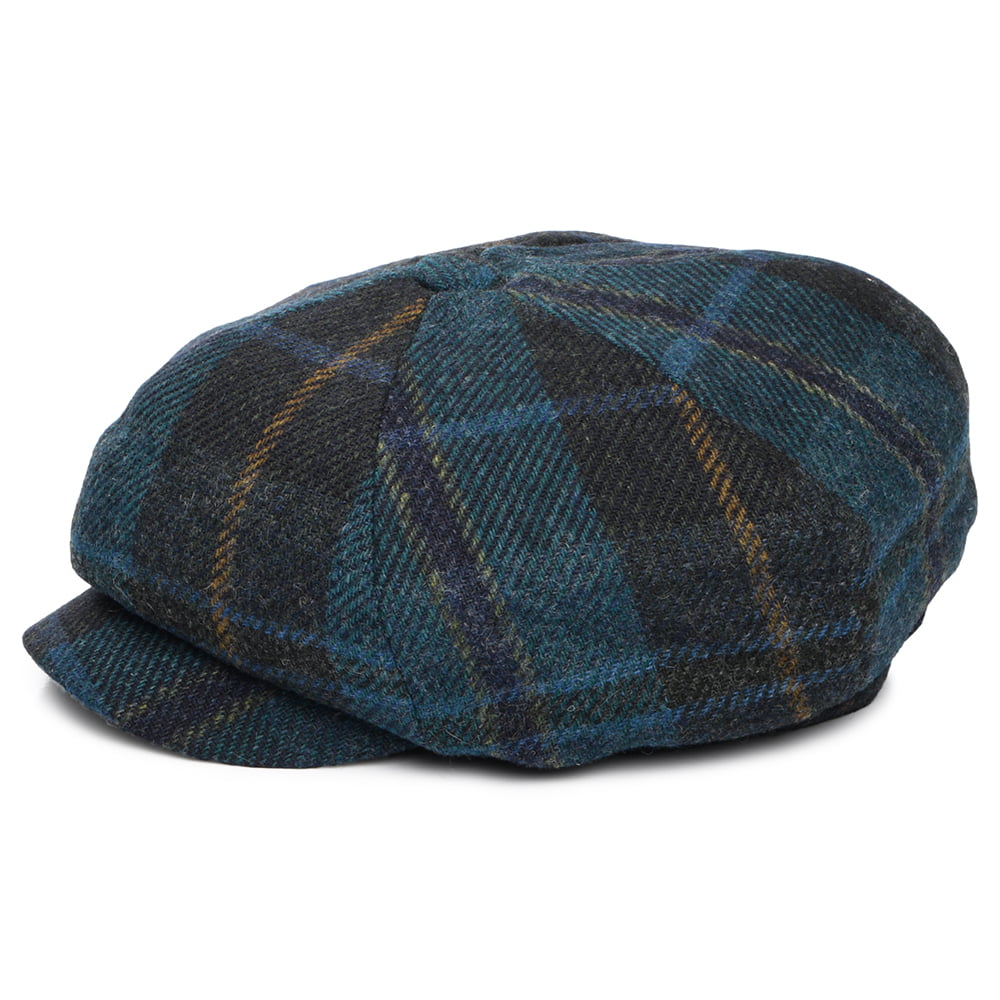Failsworth Hats British Wool Tartan Newsboy Cap - Cyan-Multi