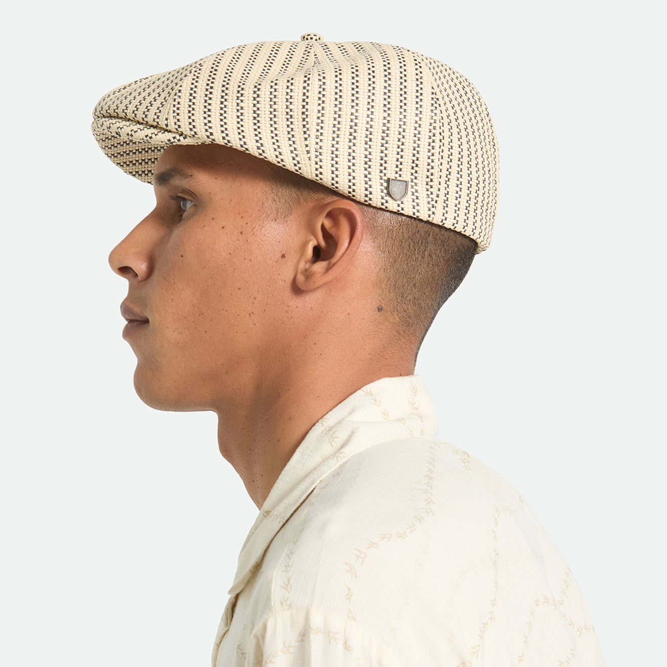 Brixton Hats Brood Lightweight Straw Newsboy Cap - Natural-Black