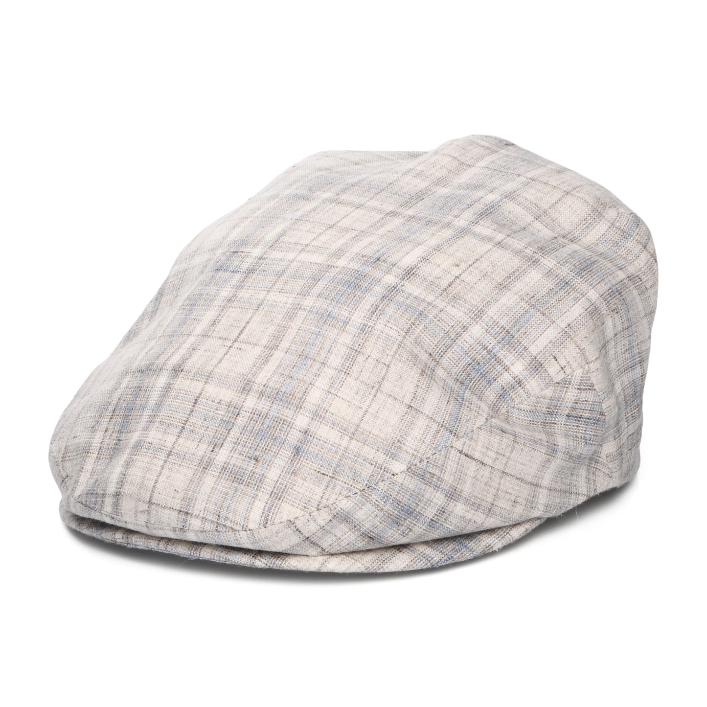 City Sport Eton Linen Flat Cap - Stone-Light Blue