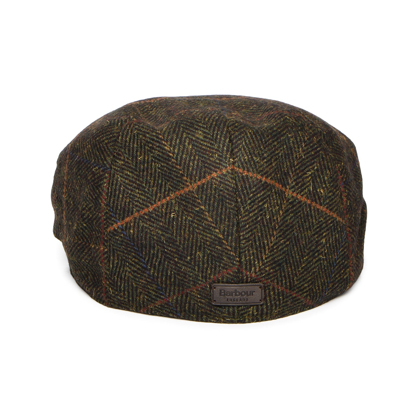 Barbour Hats Wilkin Windowpane Herringbone Flat Cap - Olive-Rust