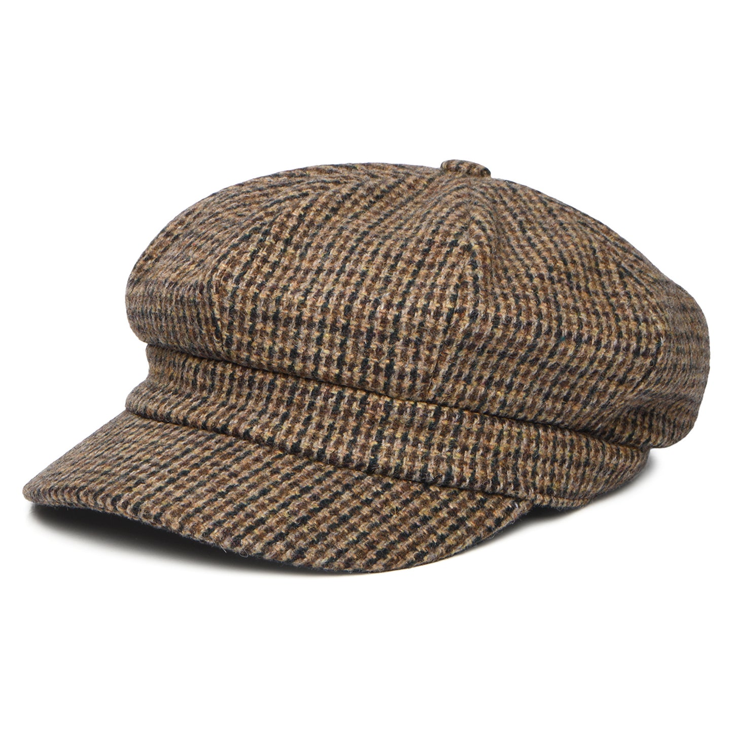 Whiteley Hats Micro Houndstooth Wool Blend Baker Boy Cap - Brown
