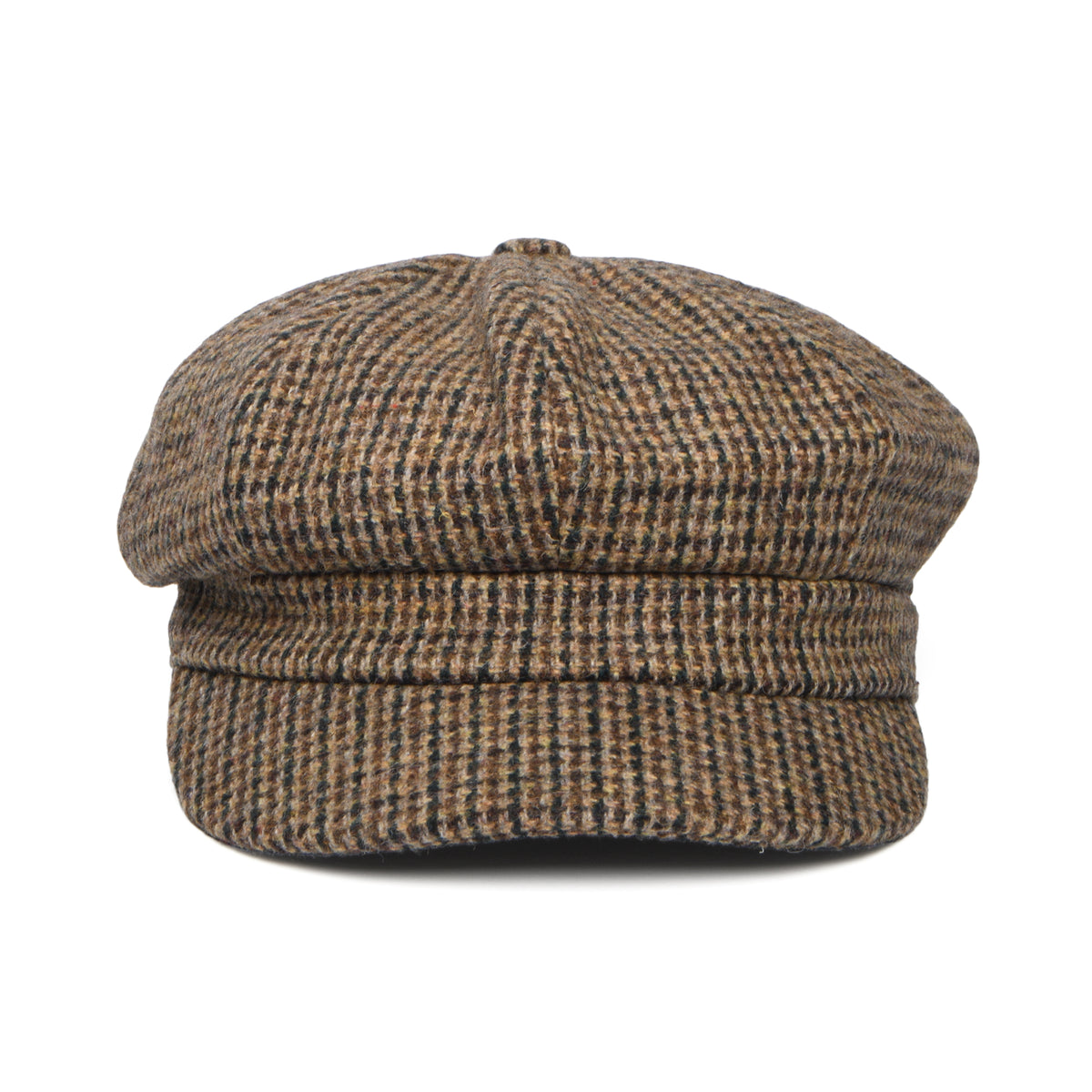 Whiteley Hats Micro Houndstooth Wool Blend Baker Boy Cap - Brown