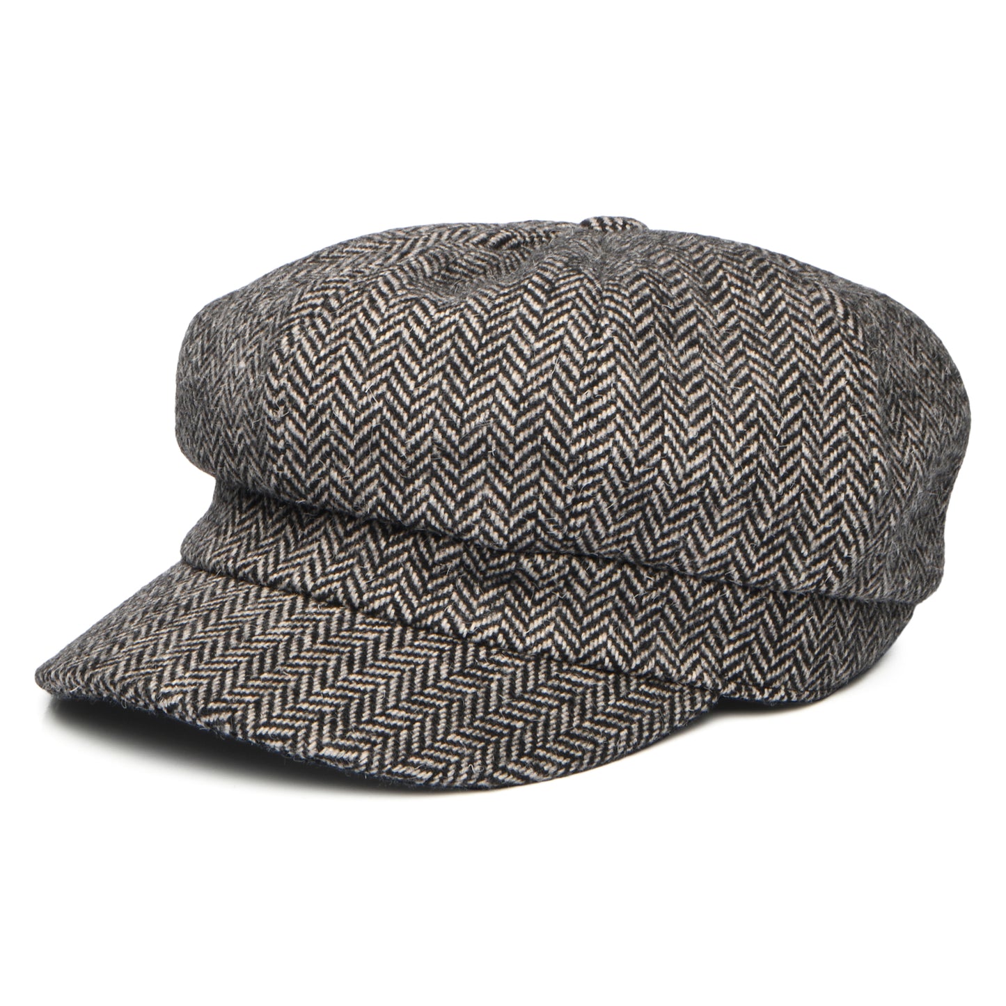 Whiteley Hats Herringbone Wool Blend Baker Boy Cap - Grey