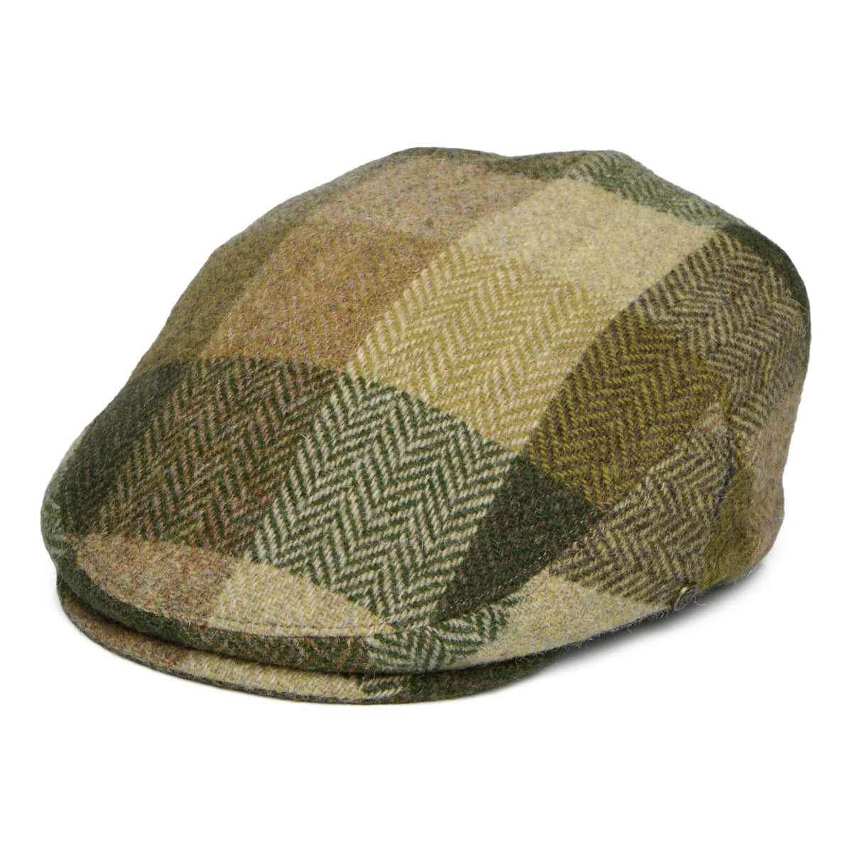 Failsworth Hats HARRIS TWEED Patch Stornoway Flat Cap - Moss