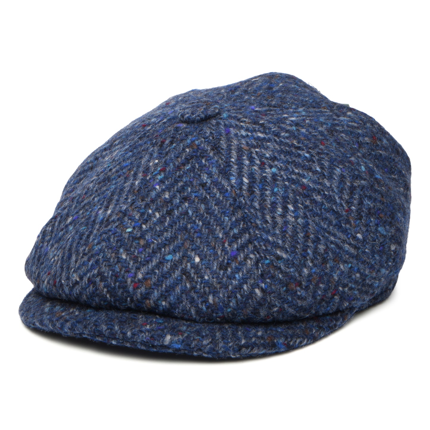 City Sport Donegal Tweed Herringbone Deep Fit Newsboy Cap - Blue