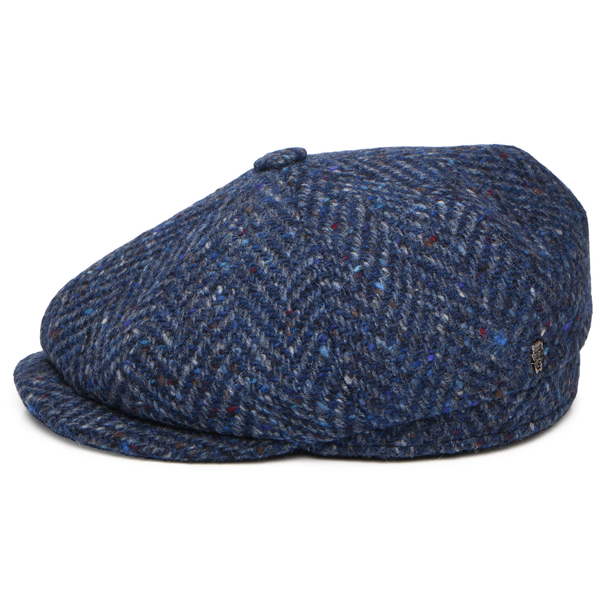 City Sport Donegal Tweed Herringbone Deep Fit Newsboy Cap - Blue