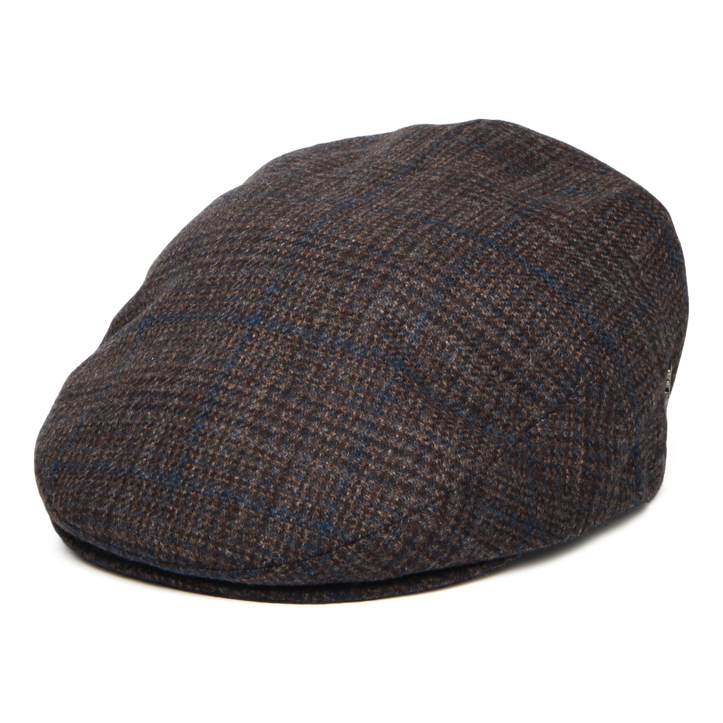 City Sport Wool-Cashmere Windowpane Flat Cap - Dark Brown-Blue
