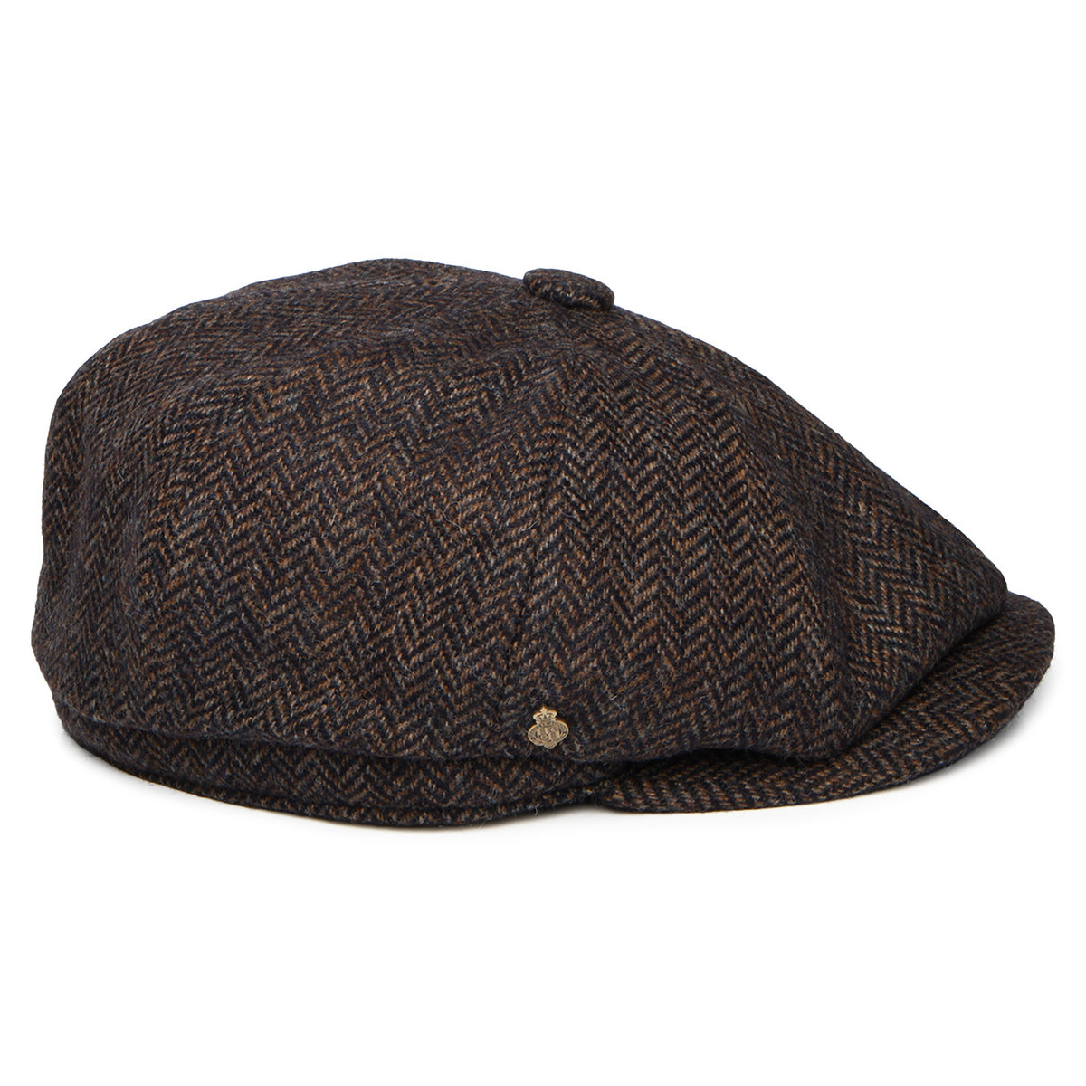 Christys Hats Brooklyn Herringbone British Wool Newsboy Cap - Brown