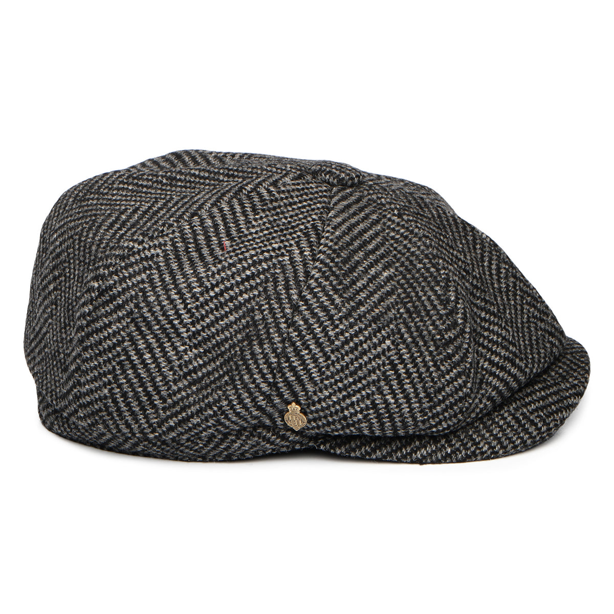 Christys Hats Portobello Herringbone Merino Wool Newsboy Cap - Grey