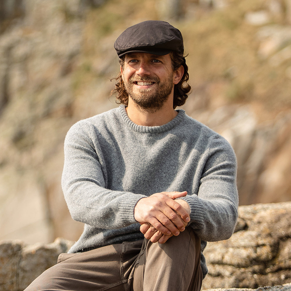 Jaxon & James Oilcloth Water Resistant Flat Cap - Brown