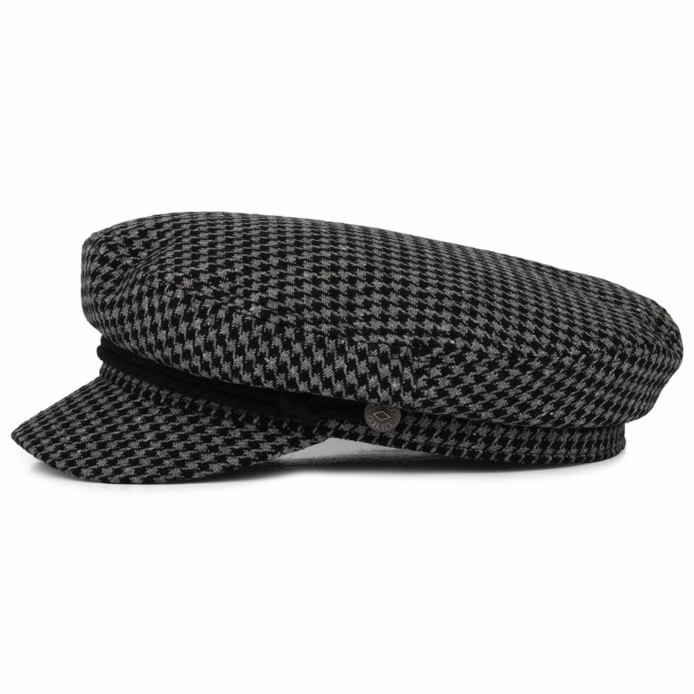 Brixton Hats Houndstooth Fiddler Cap - Grey-Black