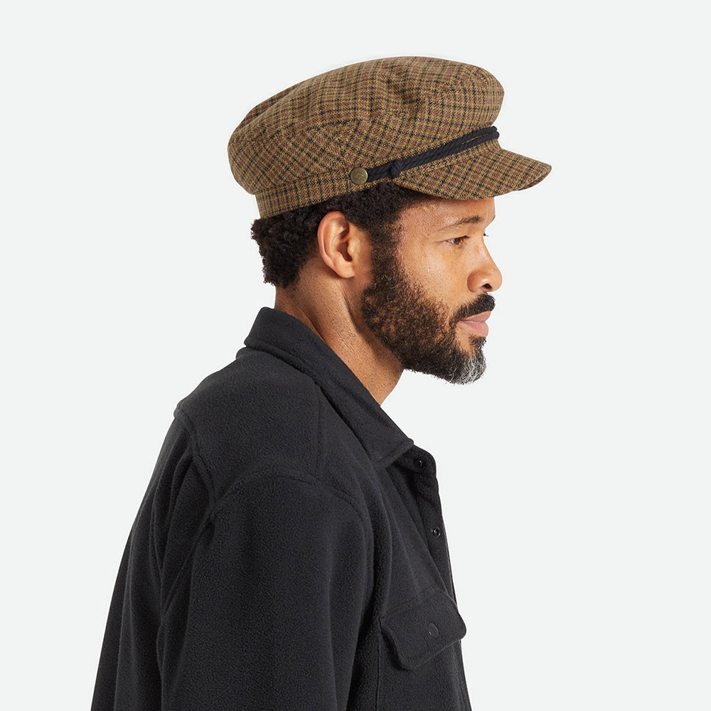 Brixton Hats Houndstooth Fiddler Cap - Caramel-Black