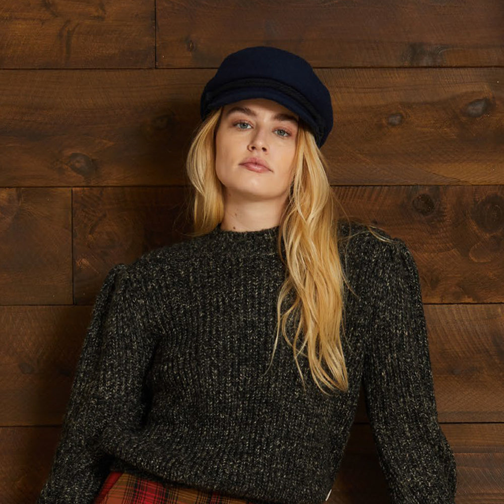 Brixton Hats Wool Blend Fiddler Cap - Washed Navy