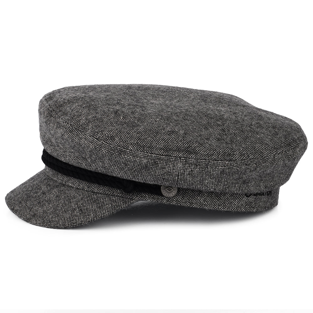 Brixton Hats Marled Fiddler Cap - Grey-Black