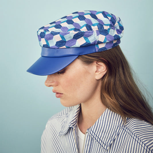 Seeberger Hats Graphic Fiddler Cap - Violet-Blue