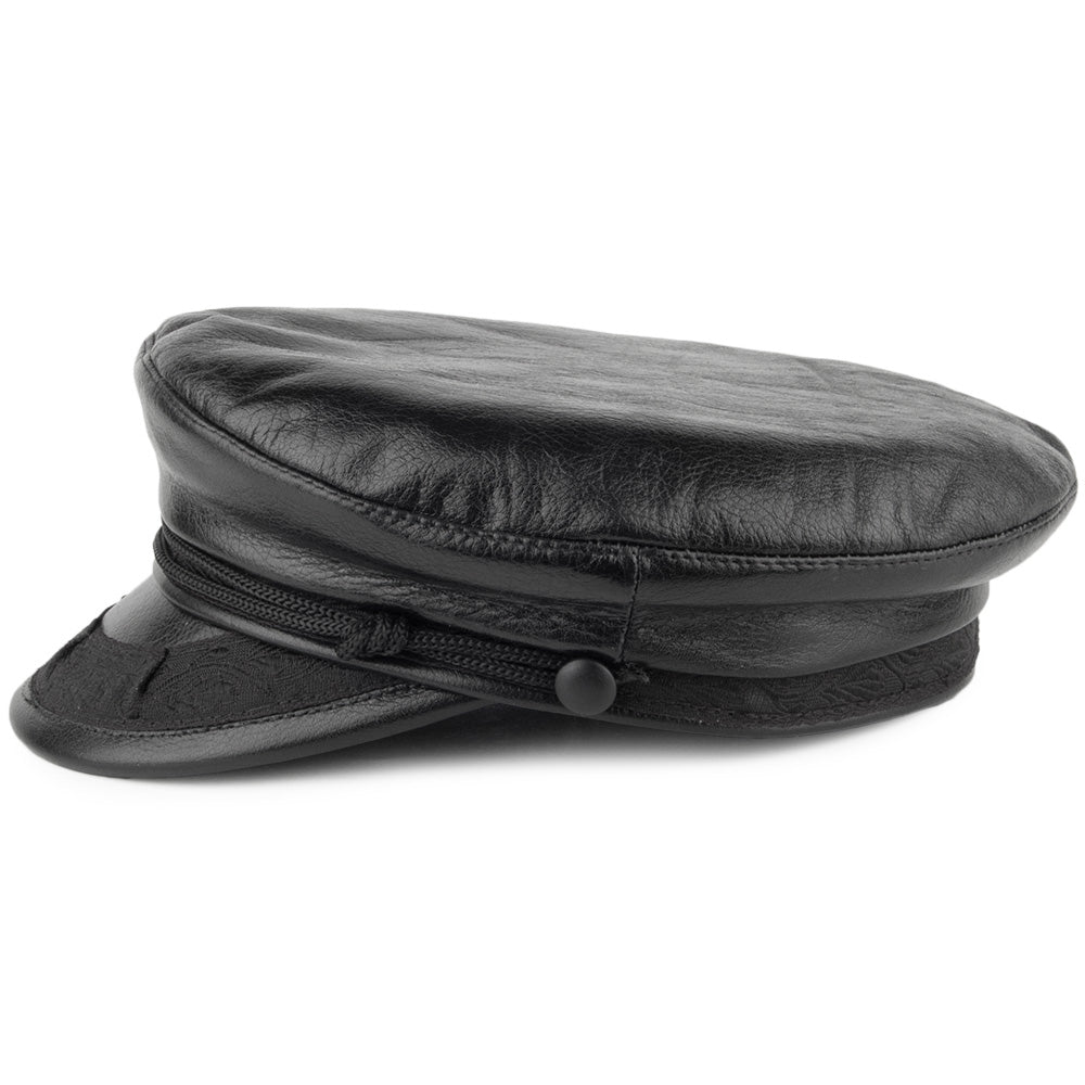 Jaxon & James Leather Greek Fisherman Cap - Black