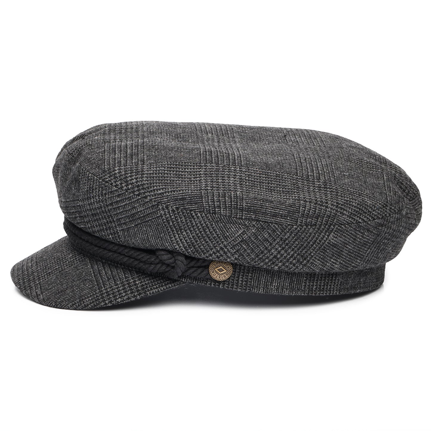 Brixton Hats Prince Of Wales Check Fiddler Cap - Dark Grey