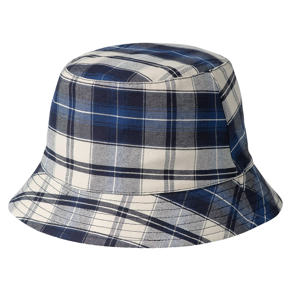 Carhartt WIP Hats Tarbell Check Cotton Bucket Hat - Dark Navy-White