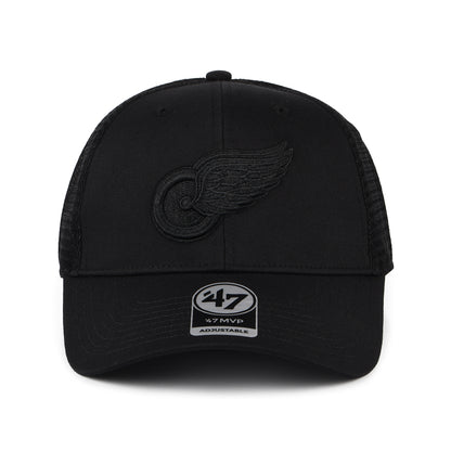 47 Brand Detroit Red Wings Trucker Cap - NHL Branson MVP - Black On Black