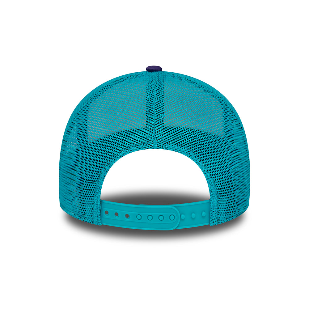 New Era Charlotte Hornets A-Frame Trucker Cap - NBA Retro - White-Purple-Teal