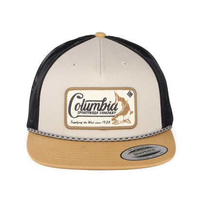 Columbia Hats West Fish Flat Brim Trucker Cap - Stone-Camel-Charcoal