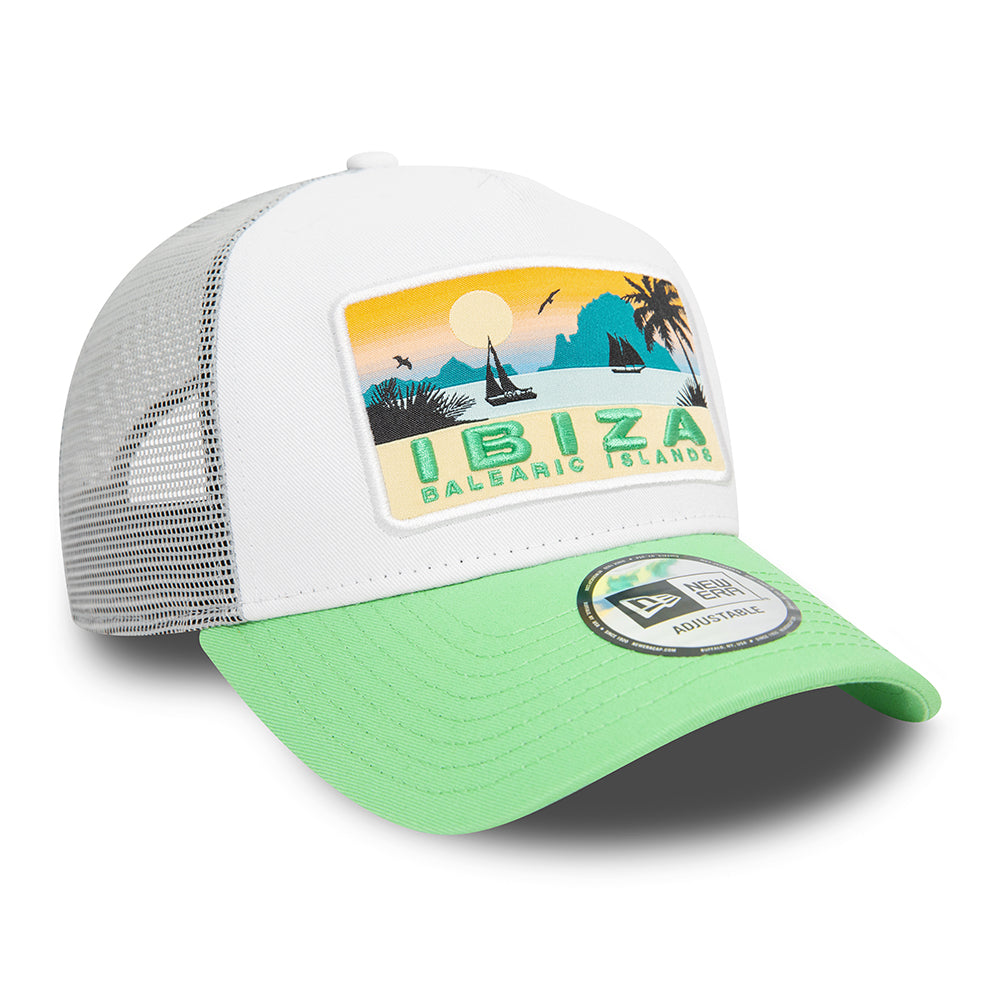 New Era Ibiza A-Frame Trucker Cap - NE Summer - White-Light Green