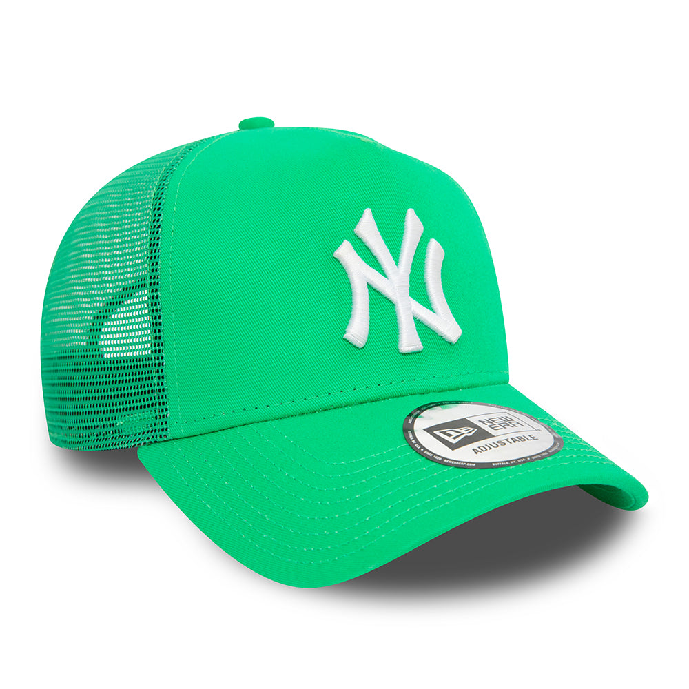 New Era New York Yankees A-Frame Trucker Cap - MLB League Essential - Bright Green-White